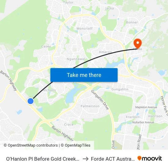 O'Hanlon Pl Before Gold Creek Rd to Forde ACT Australia map