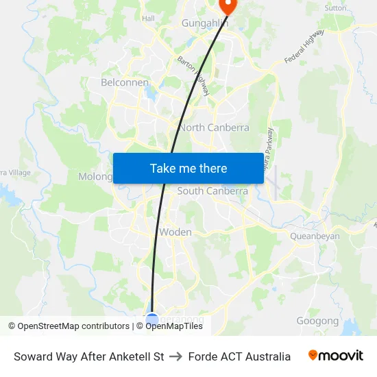 Soward Way After Anketell St to Forde ACT Australia map