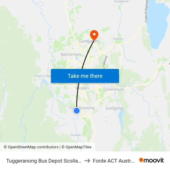 Tuggeranong Bus Depot Scollay St to Forde ACT Australia map