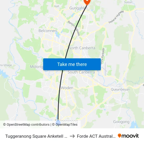 Tuggeranong Square Anketell St to Forde ACT Australia map