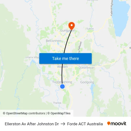 Ellerston Av After Johnston Dr to Forde ACT Australia map
