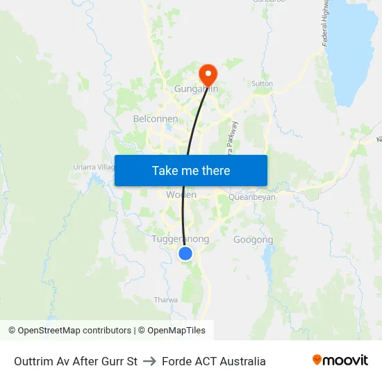 Outtrim Av After Gurr St to Forde ACT Australia map