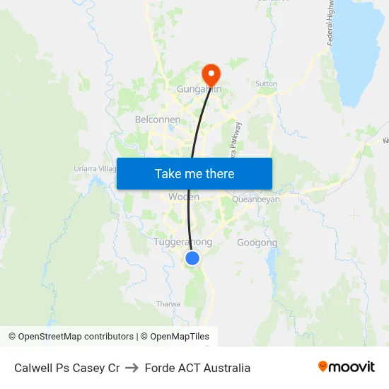 Calwell Ps Casey Cr to Forde ACT Australia map