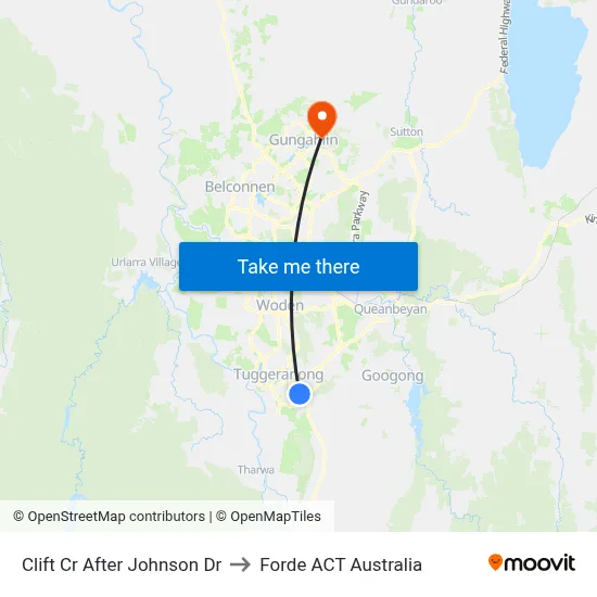 Clift Cr After Johnson Dr to Forde ACT Australia map