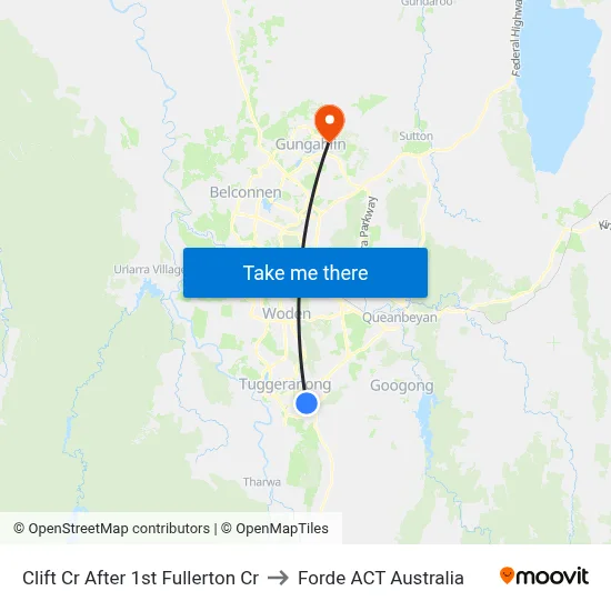 Clift Cr After 1st Fullerton Cr to Forde ACT Australia map