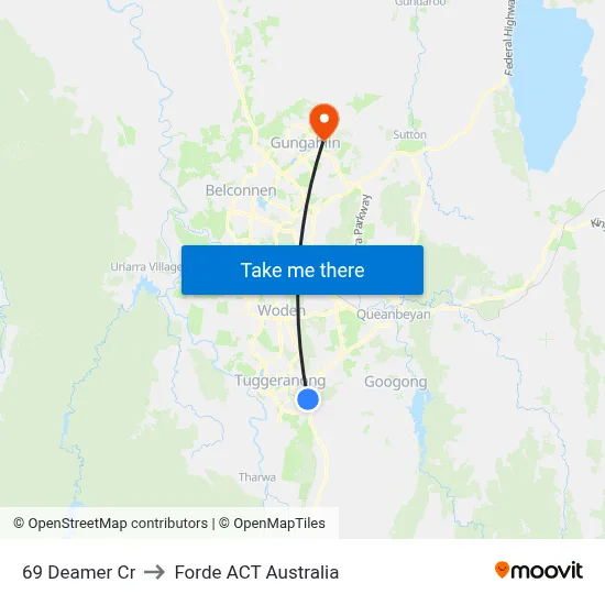 69 Deamer Cr to Forde ACT Australia map