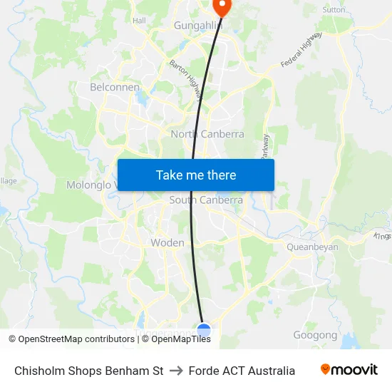 Chisholm Shops Benham St to Forde ACT Australia map