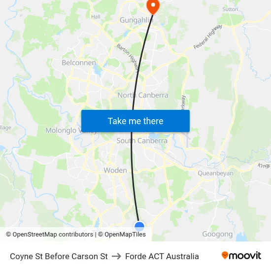 Coyne St Before Carson St to Forde ACT Australia map