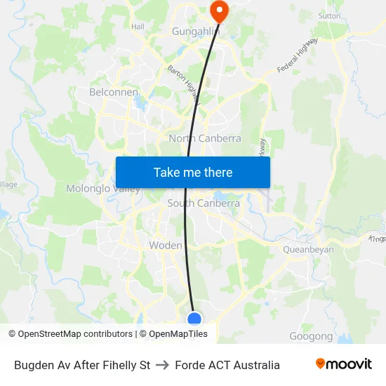 Bugden Av After Fihelly St to Forde ACT Australia map