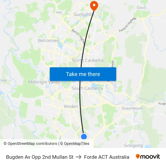 Bugden Av Opp 2nd Mullan St to Forde ACT Australia map