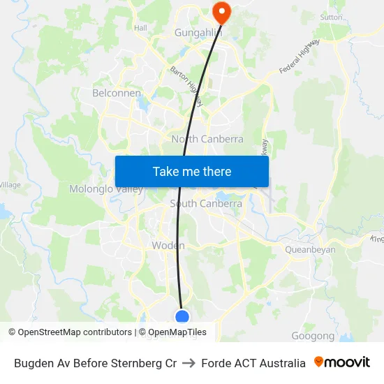 Bugden Av Before Sternberg Cr to Forde ACT Australia map