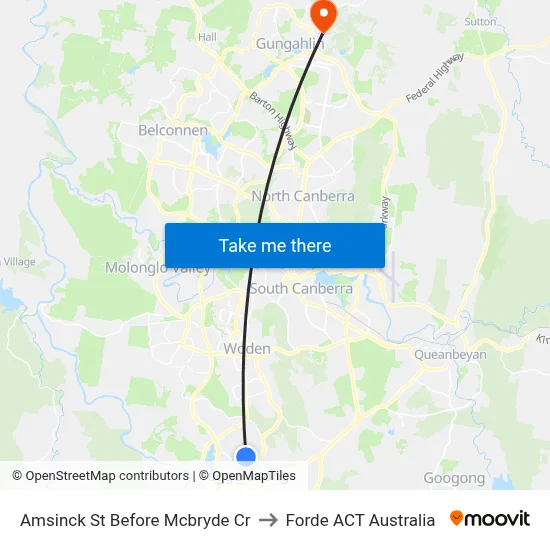 Amsinck St Before Mcbryde Cr to Forde ACT Australia map