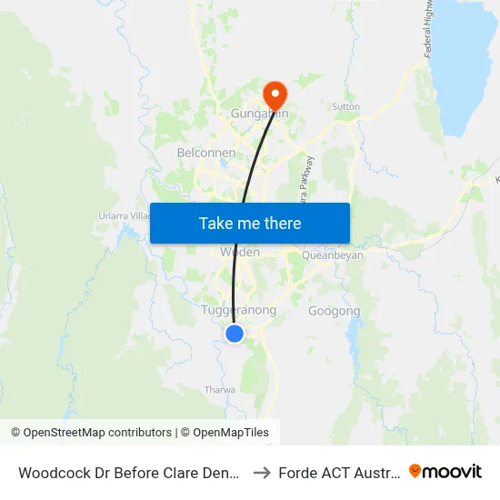 Woodcock Dr Before Clare Dennis Av to Forde ACT Australia map