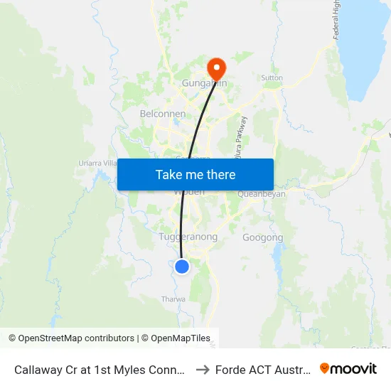 Callaway Cr at 1st Myles Connell Cr to Forde ACT Australia map