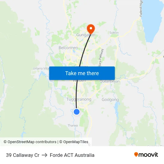 39 Callaway Cr to Forde ACT Australia map