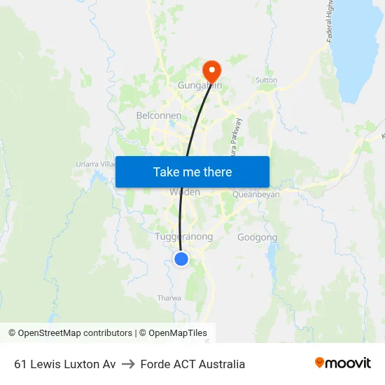 61 Lewis Luxton Av to Forde ACT Australia map