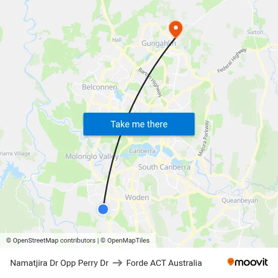 Namatjira Dr Opp Perry Dr to Forde ACT Australia map