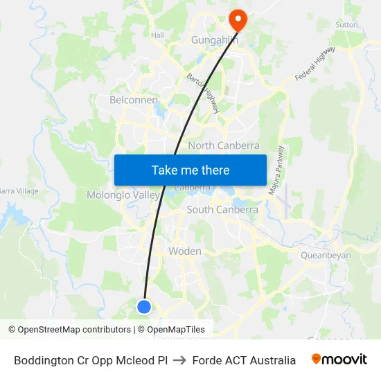 Boddington Cr Opp Mcleod Pl to Forde ACT Australia map