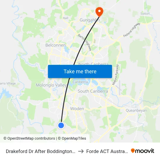 Drakeford Dr After Boddington Cr to Forde ACT Australia map