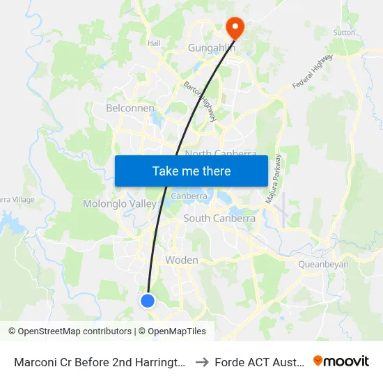 Marconi Cr Before 2nd Harrington Cct to Forde ACT Australia map