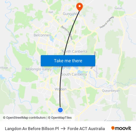 Langdon Av Before Billson Pl to Forde ACT Australia map