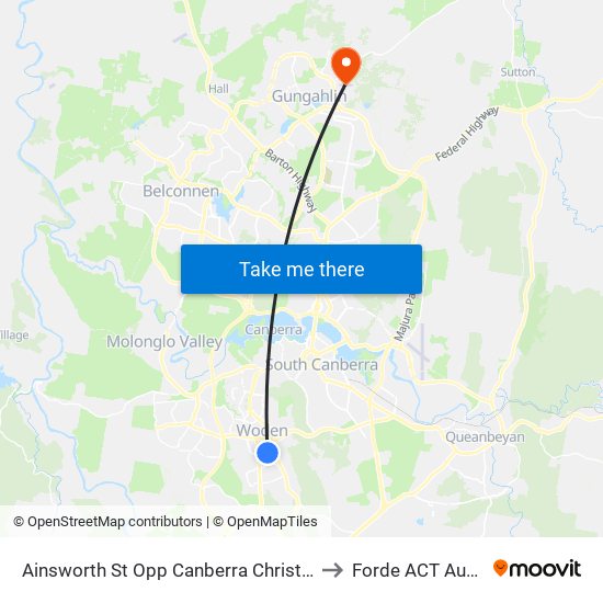 Ainsworth St Opp Canberra Christian School to Forde ACT Australia map