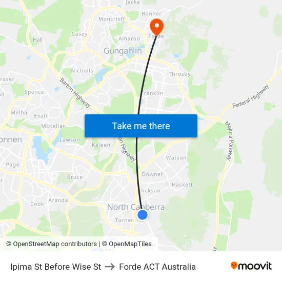 Ipima St Before Wise St to Forde ACT Australia map