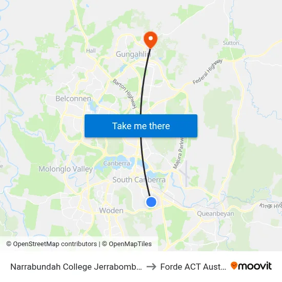 Narrabundah College Jerrabomberra Av to Forde ACT Australia map