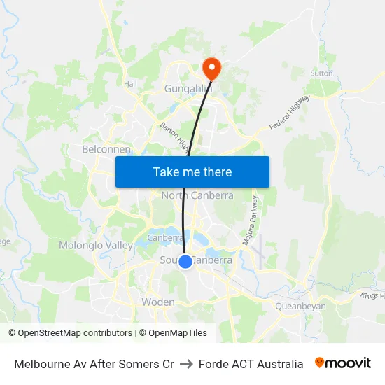 Melbourne Av After Somers Cr to Forde ACT Australia map