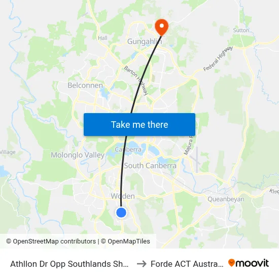 Athllon Dr Opp Southlands Shops to Forde ACT Australia map