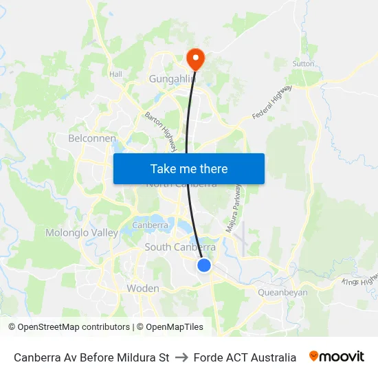 Canberra Av Before Mildura St to Forde ACT Australia map