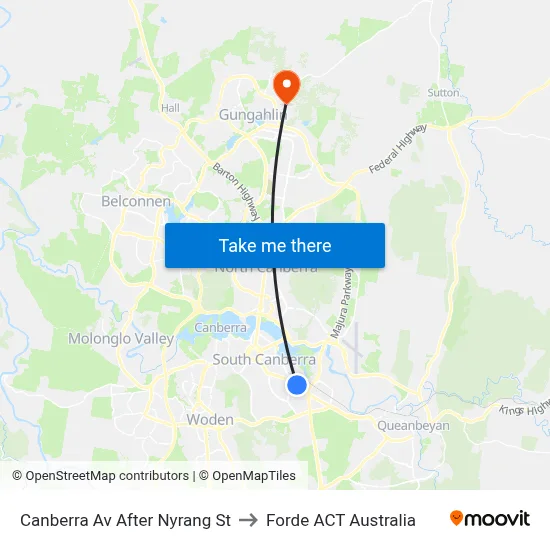 Canberra Av After Nyrang St to Forde ACT Australia map