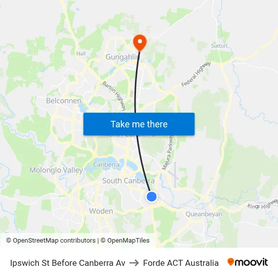 Ipswich St Before Canberra Av to Forde ACT Australia map