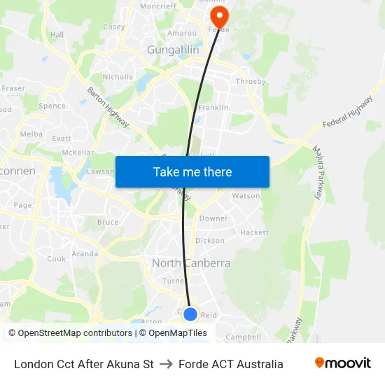 London Cct After Akuna St to Forde ACT Australia map