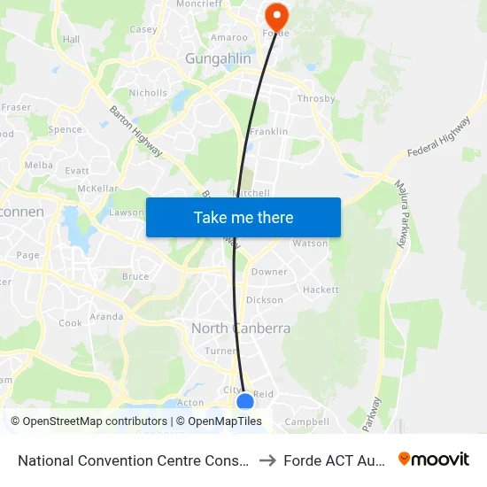 National Convention Centre Constitution Av to Forde ACT Australia map