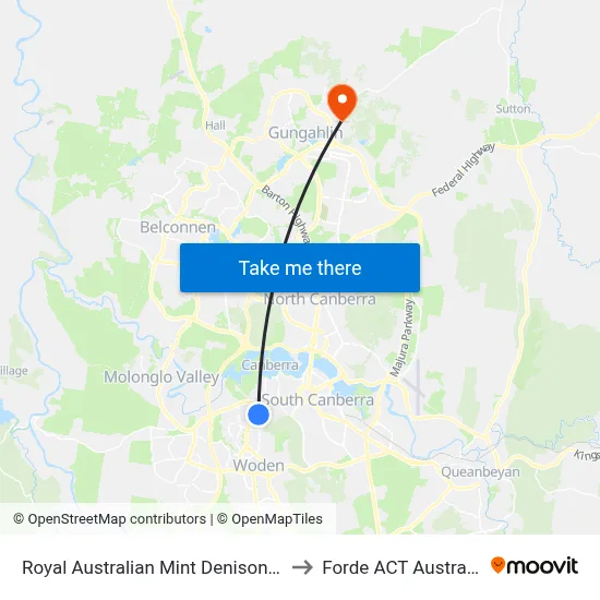 Royal Australian Mint Denison St to Forde ACT Australia map