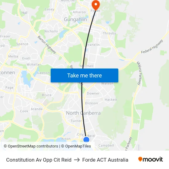 Constitution Av Opp Cit Reid to Forde ACT Australia map