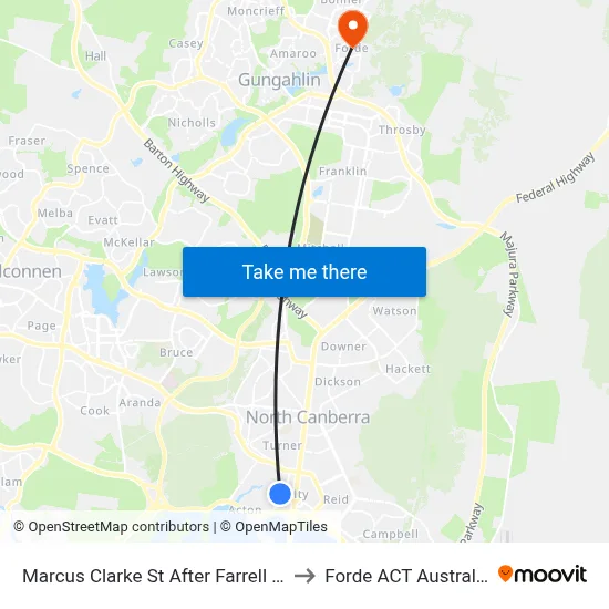 Marcus Clarke St After Farrell Pl to Forde ACT Australia map