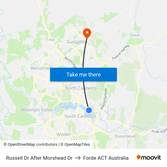 Russell Dr After Morshead Dr to Forde ACT Australia map