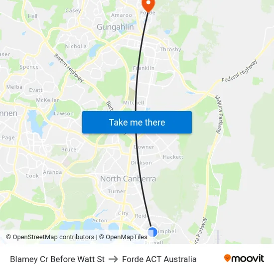 Blamey Cr Before Watt St to Forde ACT Australia map