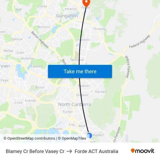 Blamey Cr Before Vasey Cr to Forde ACT Australia map