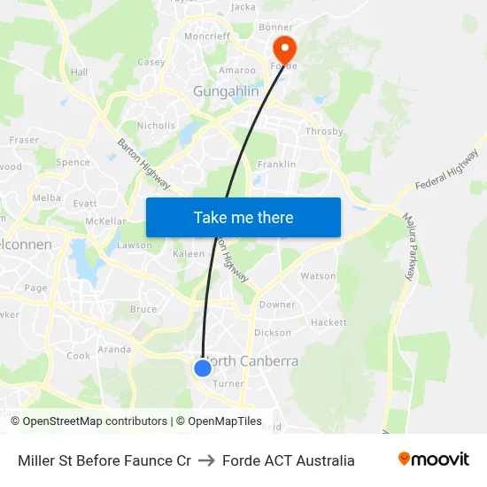 Miller St Before Faunce Cr to Forde ACT Australia map
