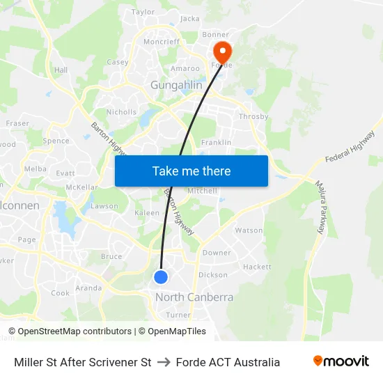 Miller St After Scrivener St to Forde ACT Australia map