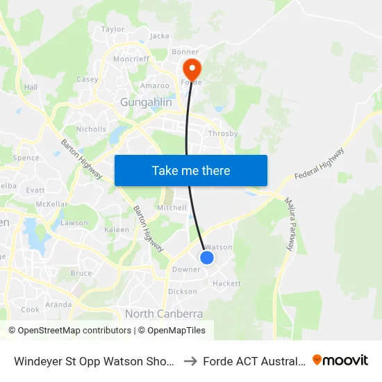 Windeyer St Opp Watson Shops to Forde ACT Australia map