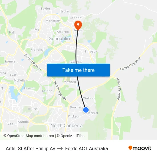 Antill St After Phillip Av to Forde ACT Australia map