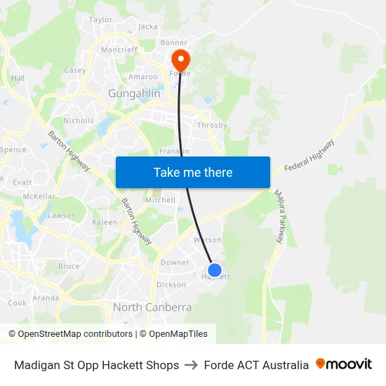 Madigan St Opp Hackett Shops to Forde ACT Australia map