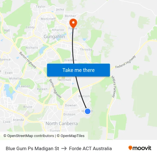 Blue Gum Ps Madigan St to Forde ACT Australia map