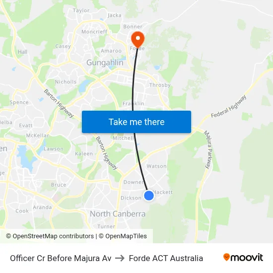 Officer Cr Before Majura Av to Forde ACT Australia map