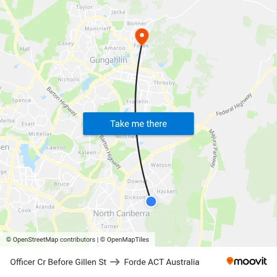 Officer Cr Before Gillen St to Forde ACT Australia map