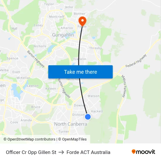 Officer Cr Opp Gillen St to Forde ACT Australia map